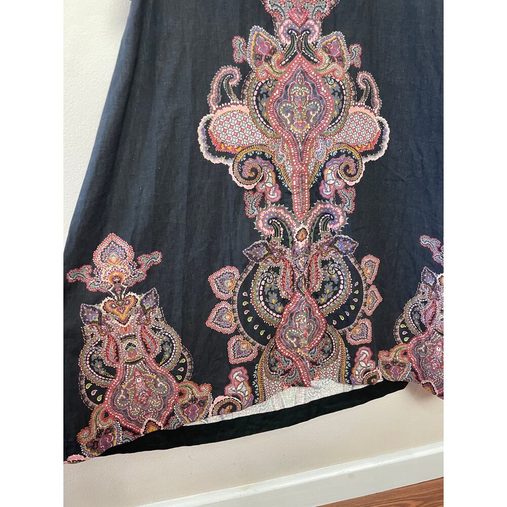 NEW Sally Philips Dark Boho Paisley Button Up Maxi Dress Size 6 Linen Viscose - Picture 4 of 6
